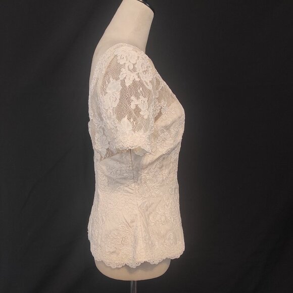 90s BELSOIE button front lace peplum top - Picture 5 of 10